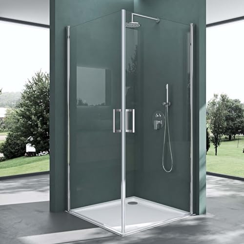 Mai & Mai Duschkabine 100x90 Eckeinstieg Hebe-Senk Mechanismus Duschabtrennung ESG-Sicherheitsglas Lotus-Effekt Faltbar Ravenna24 von Mai & Mai