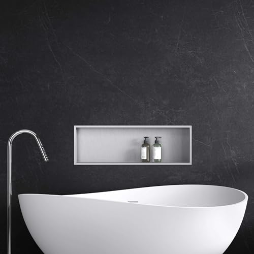 Mai & Mai Duschnische Bad Silber 30cm x 90cm x 8,3cm Wandnische befliesbar aus Edelstahl Duschregal einfache Montage von Mai & Mai