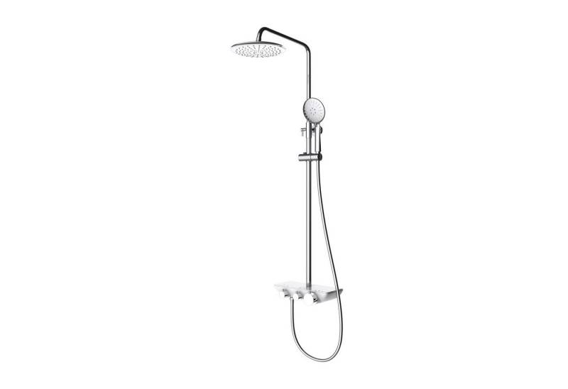 Mai & Mai Duschsystem Duscharmatur inkl. Wandhalterungs-Set Schwarz/Silber Regendusche, Höhe 119 cm, 3 Strahlart(en), Duschsystem mit Anti Kalk Duschkopf, Aufputz-Brausethermostat von Mai & Mai
