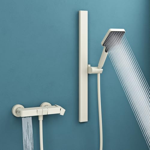 Mai & Mai Duschsystem mit Regendusche Duschkopf 3 Strahlarten höhenverstellbar Duschbrause mit Unterauslauf aus Aluminium Weiß Duschsystem10 von Mai & Mai