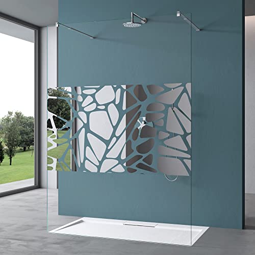 Mai & Mai Duschwand Duschabtrennung 2 Haltestange für Walk-In Dusche 120cm 10mm ESG-Sicherheitsglas Splitterschutzfolie Glas mit Nanobeschichtung Rechteckiger Stabilisator Bremen02BL+2 von Mai & Mai