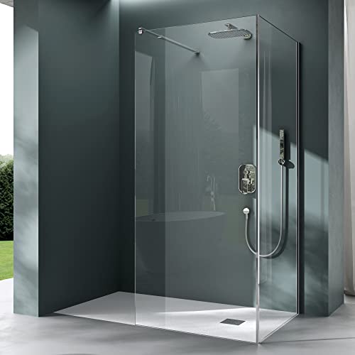 Mai & Mai Duschwand Duschabtrennung 70x80cm Walk-In Dusche 8mm Klarglas ESG-Sicherheitsglas mit Nanobeschichtung Rechteckiger Stabilisator BremenL von Mai & Mai