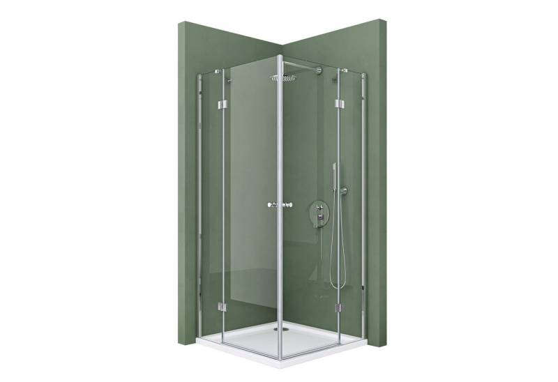 Mai & Mai Eckdusche Duschkabine Dusche Eckeinstieg Duschabtrennung ESG Glas mit NANO R01, BxT: 80x90 cm von Mai & Mai