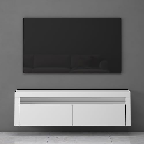 Mai & Mai Fernsehschrank TV Schrank Lowboard Hängeschrank 2 Türen mit Soft-Close Fernsehtisch für Wohnzimmer in matt Weiß BTH: 160x40x46 cm Fernsehschrank01 von Mai & Mai