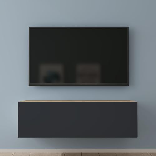 Mai & Mai Fernsehtisch Fernsehschrank TV Schrank Verdeckter Griff mit Soft-Close Lowboard Hängeschrank für Wohnzimmer in Kerneiche + Matt Anthrazit BTH: 100x40,2x30 cm Fernsehschrank02 von Mai & Mai