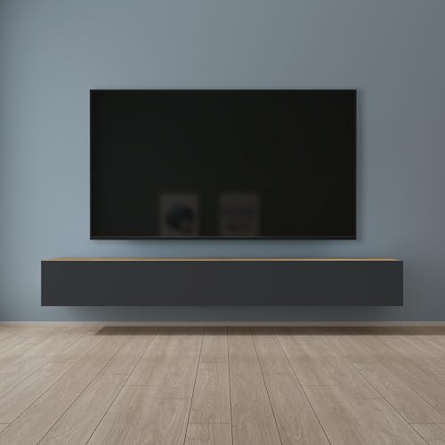 Mai & Mai Fernsehtisch Fernsehschrank TV Schrank Verdeckter Griff mit Soft-Close Lowboard Hängeschrank für Wohnzimmer in Kerneiche + Matt Anthrazit BTH: 240x40,2x30 cm Fernsehschrank02 von Mai & Mai