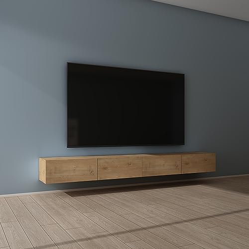 Mai & Mai Fernsehtisch Fernsehschrank TV Schrank Verdeckter Griff mit Soft-Close Lowboard Hängeschrank für Wohnzimmer in Kerneiche BTH: 280x40,2x30 cm Fernsehschrank02 von Mai & Mai