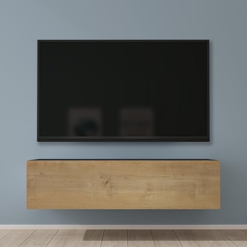 Mai & Mai Fernsehtisch Fernsehschrank TV Schrank Verdeckter Griff mit Soft-Close Lowboard Hängeschrank für Wohnzimmer in Matt Anthrazit + Kerneiche BTH: 120x40,2x30 cm Fernsehschrank02 von Mai & Mai