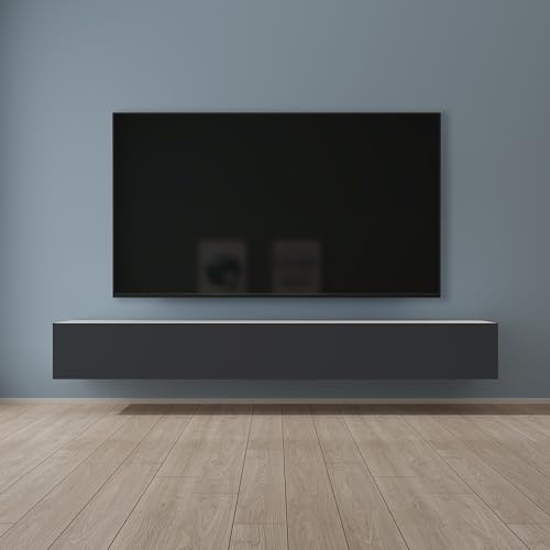 Mai & Mai Fernsehtisch Fernsehschrank TV Schrank Verdeckter Griff mit Soft-Close Lowboard Hängeschrank für Wohnzimmer in Matt Weiß + Matt Anthrazit BTH: 240x40,2x30 cm Fernsehschrank02 von Mai & Mai