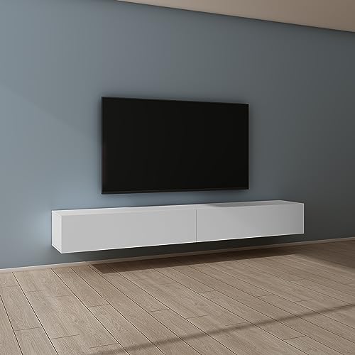 Mai & Mai Fernsehtisch Fernsehschrank TV Schrank Verdeckter Griff mit Soft-Close Lowboard Hängeschrank für Wohnzimmer in Matt Weiß BTH: 240x40,2x30 cm Fernsehschrank02 von Mai & Mai