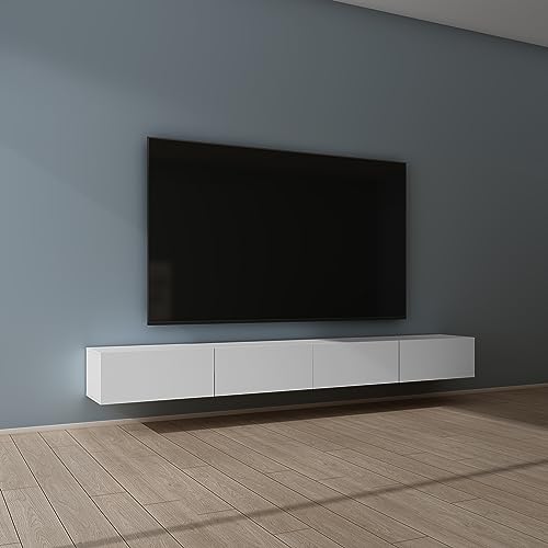 Mai & Mai Fernsehtisch Fernsehschrank TV Schrank Verdeckter Griff mit Soft-Close Lowboard Hängeschrank für Wohnzimmer in Matt Weiß BTH: 280x40,2x30 cm Fernsehschrank02 von Mai & Mai