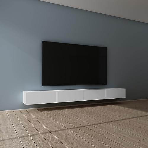 Mai & Mai Fernsehtisch Fernsehschrank TV Schrank Verdeckter Griff mit Soft-Close Lowboard Hängeschrank für Wohnzimmer in Matt Weiß BTH: 320x40,2x30 cm Fernsehschrank02 von Mai & Mai