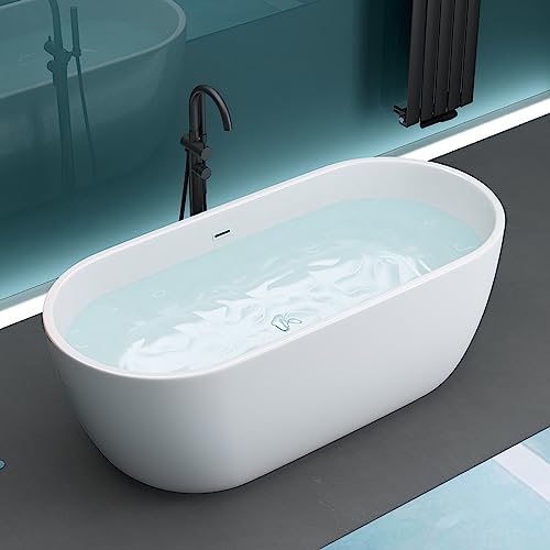 Mai & Mai Freistehende Badewanne 150x75cm Oval Weiß Acryl-Wanne Standbadwanne V518 von Mai & Mai