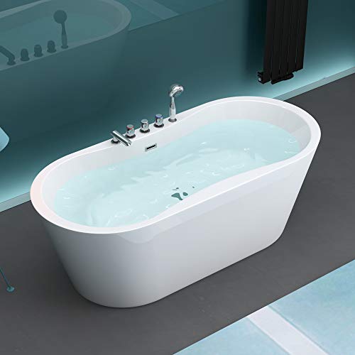 Mai & Mai Freistehende Badewanne 170x80cm Sanitäracryl mit Armatur Standbadewanne V602sMA von Mai & Mai