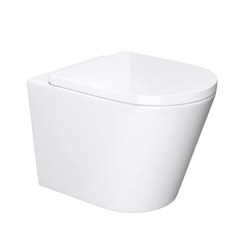 Mai & Mai Hänge-WC A108 Toilette spülrandlos Wand-WC Weiß aus Keramik BTH: 35,5x49x35cm Wandmontage von Mai & Mai