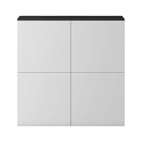 Mai & Mai Möbel Kommode Aufbewahrungsschrank mit 4 Türen in Anthrazit matt + Weiß matt Sideboard Schrank Mehrzweckschrank BTH: 100x36,4x98 cm Schrank04 von Mai & Mai