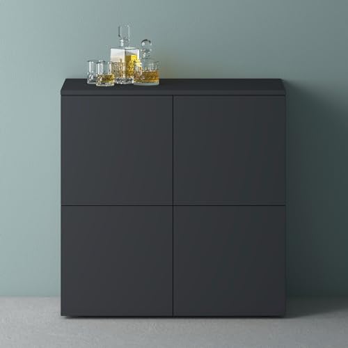 Mai & Mai Möbel Kommode Aufbewahrungsschrank mit 4 Türen in Anthrazit matt Sideboard Schrank Mehrzweckschrank BTH: 76x36,4x74 cm Schrank04 von Mai & Mai