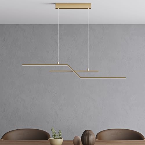 Mai & Mai Pendelleuchte 105cm LED Hängelampe Linear design 3000K/4000K/6000K Verstellbares Kabel 18W Gold Hängeleuchte für Esszimmer Wohnzimmer Schlafzimmer von Mai & Mai