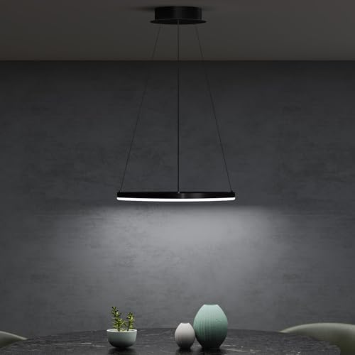 Mai & Mai Pendelleuchte 50cm LED Hängelampe Dynamisches Wellendesign 3000K/4000K/6000K Verstellbares Kabel 16W Schwarz Hängeleuchte für Esszimmer Wohnzimmer Schlafzimmer Mai & Mai Pendelleuchte 50cm LED Hängelampe Dynamisches Wellendesign 3000K/4000K/6000K Verstellbares Kabel 16W Schwarz Hängeleuchte für Esszimmer Wohnzimmer Schlafzimmer von Mai & Mai