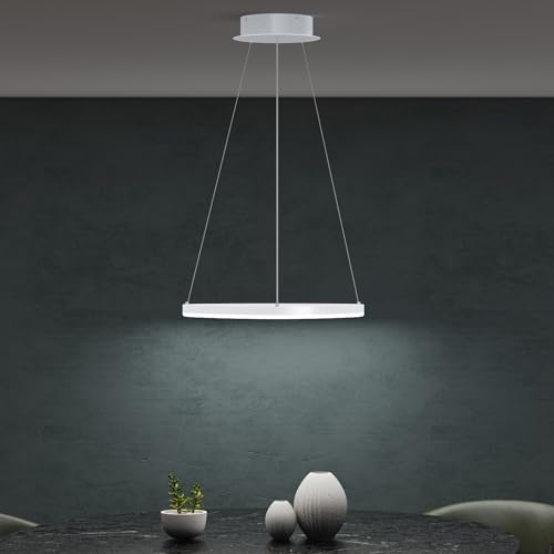 Mai & Mai Pendelleuchte 50cm LED Hängelampe Dynamisches Wellendesign 3000K/4000K/6000K Verstellbares Kabel 16W Weiß Hängeleuchte für Esszimmer Wohnzimmer Schlafzimmer von Mai & Mai