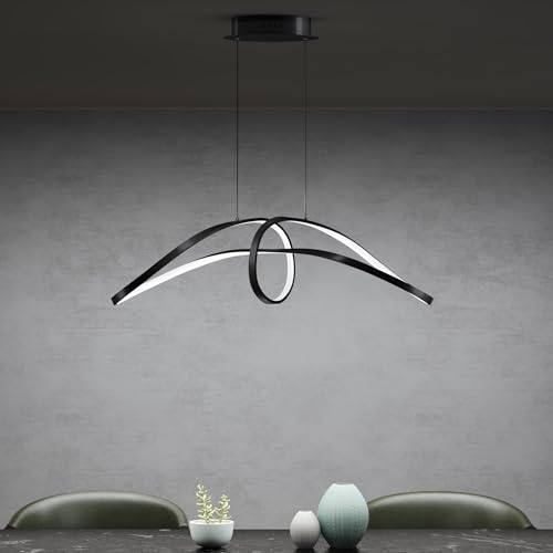 Mai & Mai Pendelleuchte 90cm LED Hängelampe Dynamisches Wellendesign 3000K/4000K/6000K Verstellbares Kabel 30W Schwarz Hängeleuchte für Esszimmer Wohnzimmer Schlafzimmer Mai & Mai Pendelleuchte 90cm LED Hängelampe Dynamisches Wellendesign 3000K/4000K/6000K Verstellbares Kabel 30W Schwarz Hängeleuchte für Esszimmer Wohnzimmer Schlafzimmer von Mai & Mai