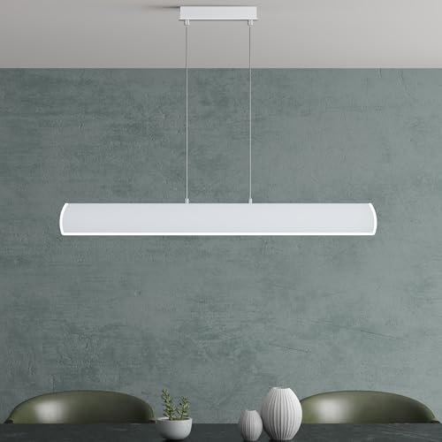 Mai & Mai Pendelleuchte Esstisch 100cm LED Hängelampe für Esszimmer, dimmbar Hängeleuchte mit Fernbedienung, 20W Weiß Esstischlampe mit verstellbarem Kabel für Wohnzimmer Schlafzimmer von Mai & Mai
