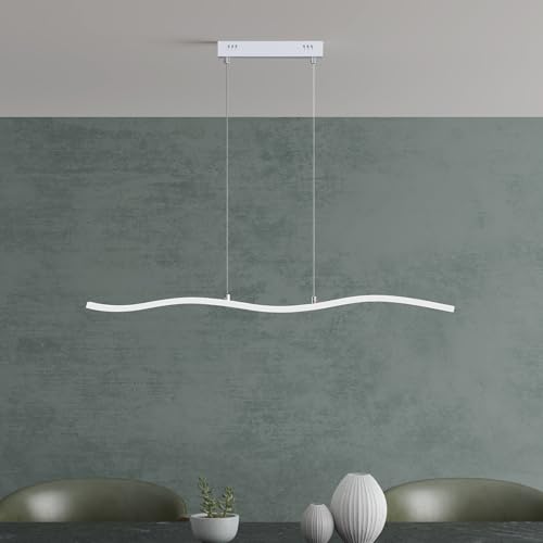 Mai & Mai Pendelleuchte Esstisch 97cm LED Hängelampe für Esszimmer, dimmbar Hängeleuchte mit Fernbedienung, 36W Weiß Esstischlampe mit verstellbarem Kabel für Wohnzimmer Schlafzimmer Mai & Mai Pendelleuchte Esstisch 97cm LED Hängelampe für Esszimmer, dimmbar Hängeleuchte mit Fernbedienung, 36W Weiß Esstischlampe mit verstellbarem Kabel für Wohnzimmer Schlafzimmer von Mai & Mai