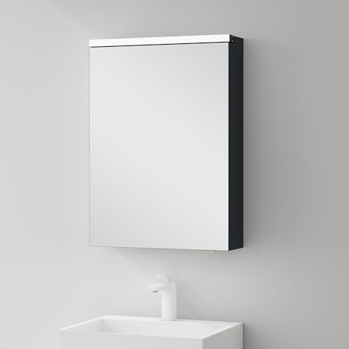 Mai & Mai Spiegelschrank Bad mit LED Beleuchtung Badezimmerschrank Hängeschrank Badezimmerspiegel BxTxH 50x15x70 cm Anthrazit matt Spiegelschrank-03 von Mai & Mai