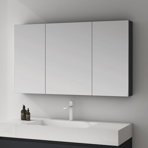 Mai & Mai Spiegelschrank mit 2 Spielgeltüren Badezimmerschrank Hängeschrank Badezimmerspiegel BxTxH 120x15x70 cm Anthrazit matt Spiegelschrank-02 von Mai & Mai