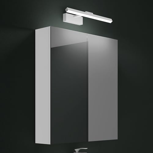 Mai & Mai Spiegelschrank mit Spiegellampe Badezimmerschrank BxTxH 60x15x70cm Spiegelleuchte 180° Drehbar LED Badlampe 40cm von Mai & Mai