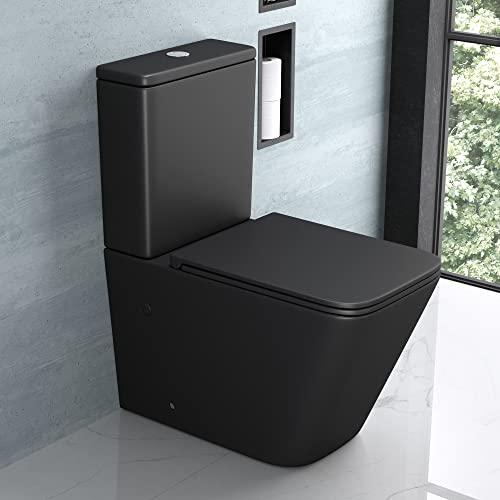 Mai & Mai Stand-WC 112T aus Keramik spülrandloses-WC matt schwarz 36x63x82cm bodenstehende-Toilette inkl.Spülkasten von Mai & Mai
