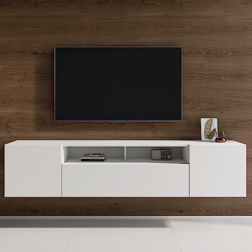 Mai & Mai TV Schrank Fernsehschrank 3 Türen mit Soft-Close Lowboard Hängeschrank Fernsehtisch für Wohnzimmer in matt Weiß BTH: 180x36x39 cm Fernsehschrank03 von Mai & Mai