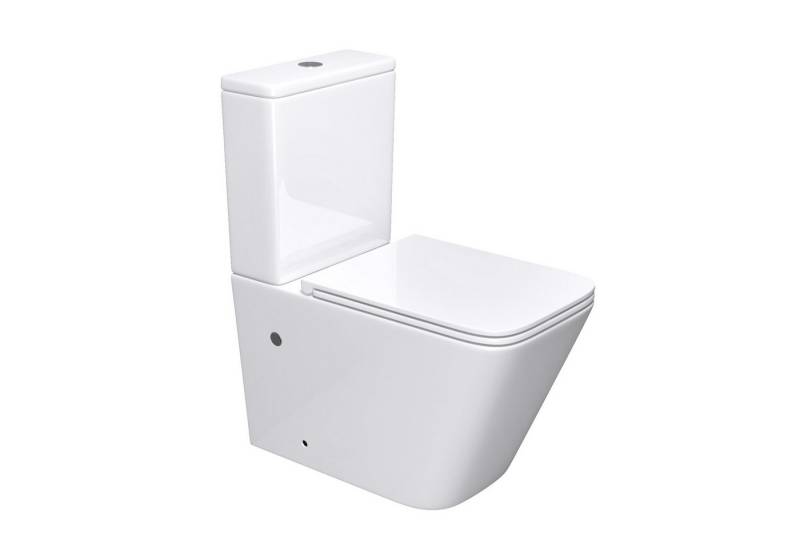 Mai & Mai Tiefspül-WC Spülrandlos Stand WC + Spülkasten + WC-Sitz (mit Soft-Close) randlos von Mai & Mai