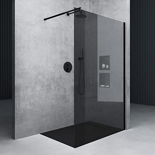 Mai & Mai Duschwand für Dusche Duschabtrennung 100x200cm Walk-In Schwarz ESG-Sicherheitsglas 10mm NANO Glas BRAM1 Bremen2VG von Mai & Mai