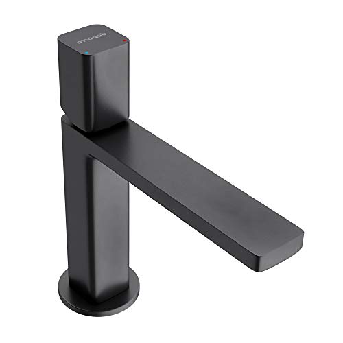 Mai & Mai Armatur Waschtischarmatur eckiges Design Badarmatur Schwarz matt Chrom 19,6cm hoch Waschtisch-Einhebelmischer DIN-Anschlüsse WAO-7901 von Mai & Mai