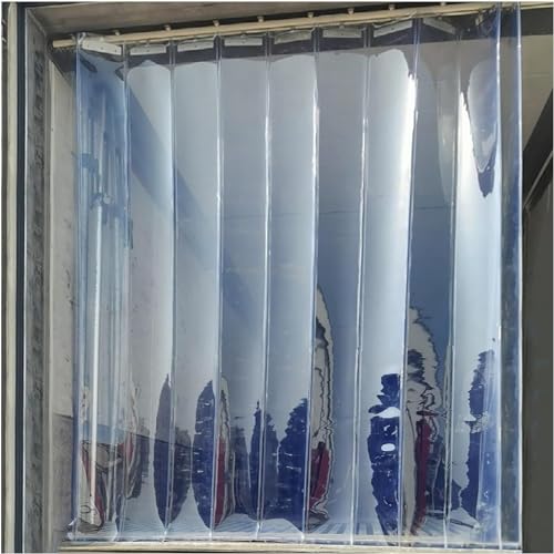 LNNW PVC Streifenvorhang PVC-Streifenvorhang, durchsichtige Schiebetürvorhänge aus Kunststoff, faltbarer, wasserdichter Weichglasverschluss, anpassbar Für Lager Garagentor Gefrierschrank Eingang(1.62X von MaiBuL