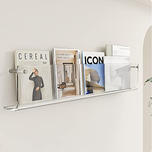 LNNW Wandmontierter Zeitschriftenständer, dekorativer Zeitschriftenständer aus Acryl, transparenter schwebender Ständer for Büro, Esszimmer und Rezeption Zeitschriften- und Broschürenständer(70cm(27 1 von MaiBuL