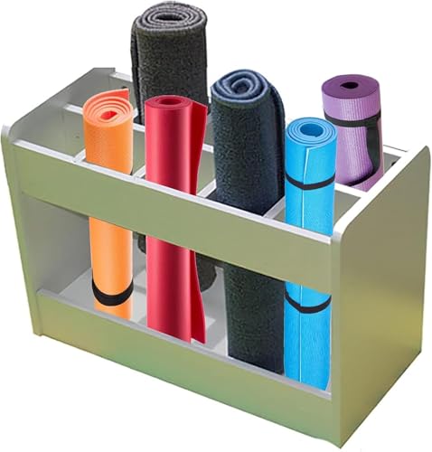 MaiBuL LNNW Yogamattenhalter Yogamatte Gewichtsständer aus Holz, Yogamatte Organizer Box, Kinder Läufer Teppiche Aufbewahrungshalter for Home Gym Yogamatten-Aufbewahrungsregal(M) von MaiBuL