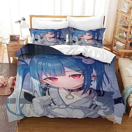 Bettwäsche 155x220cm Anime Bettwäsche Set Süßes Anime-Mädchen Kinder Schlafzimmer Dekor 3 Stück Bettbezüge Betten Set Mikrofase Mit Reißverschluss+2 Kissenbezug 80x80cm von MaiShaRi