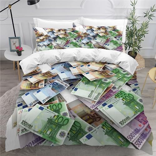 Euro-Banknote Bettwäsche 135x200cm Währungen Verschiedener Konfessionen In Europa Kinder Jugendliche Bettwäsche Kuschel Bettbezug Microfaser Betten Set Mit Reißverschluss, 2 Kissenbezüge 80x80cm von MaiShaRi