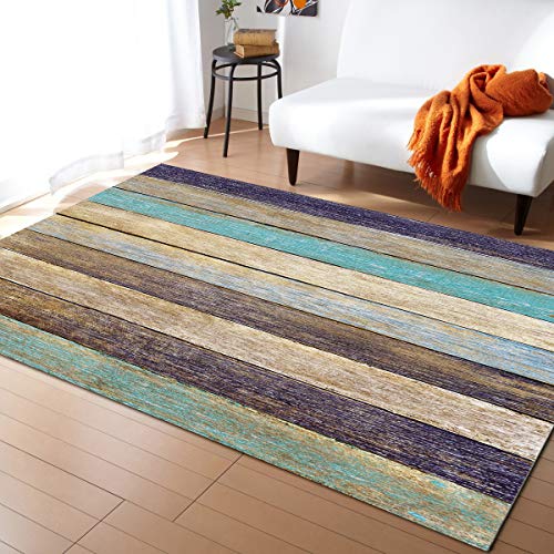 Teppich Schlafzimmer Weich Teppich Wohnzimmer Retro-Holzmaserung Tepich Moderne Küche Flur Bettvorleger Landhausstil Kinderteppich rutschfest Waschbarer Teppich Innenbereich 200x300 cm von MaiShaRi