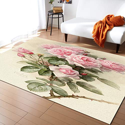 Teppich Schlafzimmer Weich Teppich Wohnzimmer Rosen Tepich Moderne Küche Flur Bettvorleger Romantische Rosa Retro-Pflanzenblumen Kinderteppich rutschfest Waschbarer Teppich Innenbereich 200x300 cm Teppich Schlafzimmer Weich Teppich Wohnzimmer Rosen Tepich Moderne Küche Flur Bettvorleger Romantische Rosa Retro-Pflanzenblumen Kinderteppich rutschfest Waschbarer Teppich Innenbereich 200x300 cm von MaiShaRi