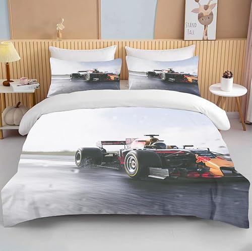Bettwäsche 155x220cm F-1-Rennwagen Bettbezug Set 3 Teilig Extremsport-Formel-1-Rennen Einzelbett Bettbezug 3D Motiv Luxus Modern Weiche Microfaser Mit Reißverschluss und 2 Kissenbezug 80x80cm Bettwäsche 155x220cm F-1-Rennwagen Bettbezug Set 3 Teilig Extremsport-Formel-1-Rennen Einzelbett Bettbezug 3D Motiv Luxus Modern Weiche Microfaser Mit Reißverschluss und 2 Kissenbezug 80x80cm von MaiShaRui