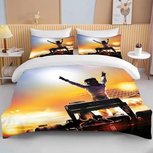 Bettwäsche 155x220cm F-1-Rennwagen Bettbezug Set 3 Teilig Formel-1-Rennen Einzelbett Bettbezug 3D Motiv Luxus Modern Weiche Microfaser Mit Reißverschluss und 2 Kissenbezug 80x80cm von MaiShaRui