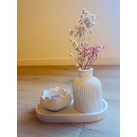 Dekoset Teelicht Vase Trockenblumen Blume Lotus Ton Gips von MaiWick