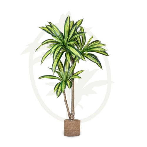 Maia Shop Künstliche Dracaena von 130 cm zur Dekoration von Zuhause und Büro, Baum, Hyperrealistische Dekorative Kunstpflanze, Tropische Pflanze von Maia Shop