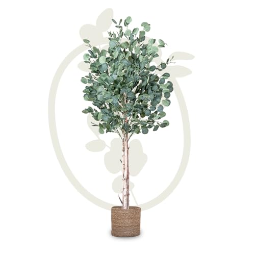 Maia Shop Künstliche Eukalyptus-Pflanze, 150 cm, zur Dekoration von Zuhause und Büro, Baum, hyperrealistische dekorative künstliche Pflanze mit natürlichem Stamm von Maia Shop