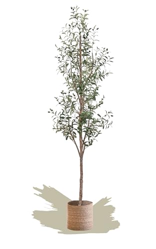 Maia Shop Olivenbaum Künstlich 210cm hoch, Kunstpflanze Groß, Künstliche Pflanzen Fake für Home Decor und Büro Decor, Dekorative künstliche Pflanze mit hyperrealistischem Stamm aus echtem Holz von Maia Shop