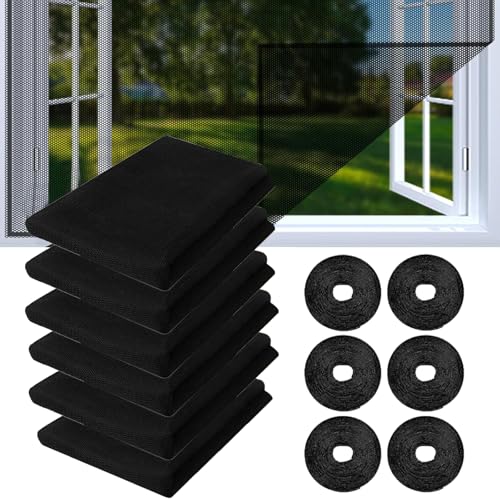 Insektenschutz Fensternetz, 6 Stück 130x150cm Moskitonetze für Fenster, DIY Zuschneidbar Moskitonetz, Fliegennetz mit Selbstklebeband, für Wohnzimmer, Terrassentüren, Oberlichter von MaibaoteMbt
