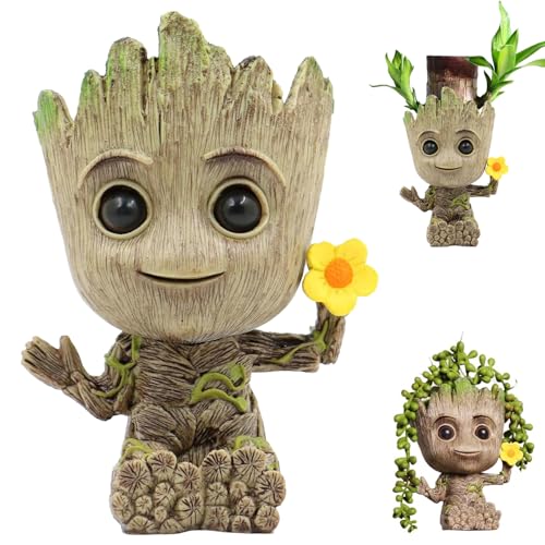 Groot Treeman Pflanzer, Baby Groot Blumentopf, Innovative Action-Figur aus Filmklassiker I AM Groot, Groot Sukkulenten Pflanzgefäß, Groot Blumentöpfe Mit Drainage Loch, für Garten & Aquarium von MaibaoteMbt